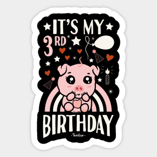 It's My 3rd Birthday Pig Sticker